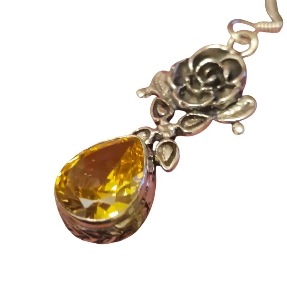 Yellow Topaz 925 Sterling Silver Earrings Teardrop Faceted 2